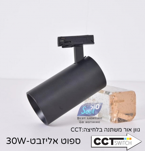 ספוט לפס צבירה- אליזבת CCT- 30W שחור