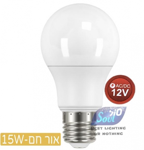 נורת ליבון לד 15W E27-12V-AC/DC-חם